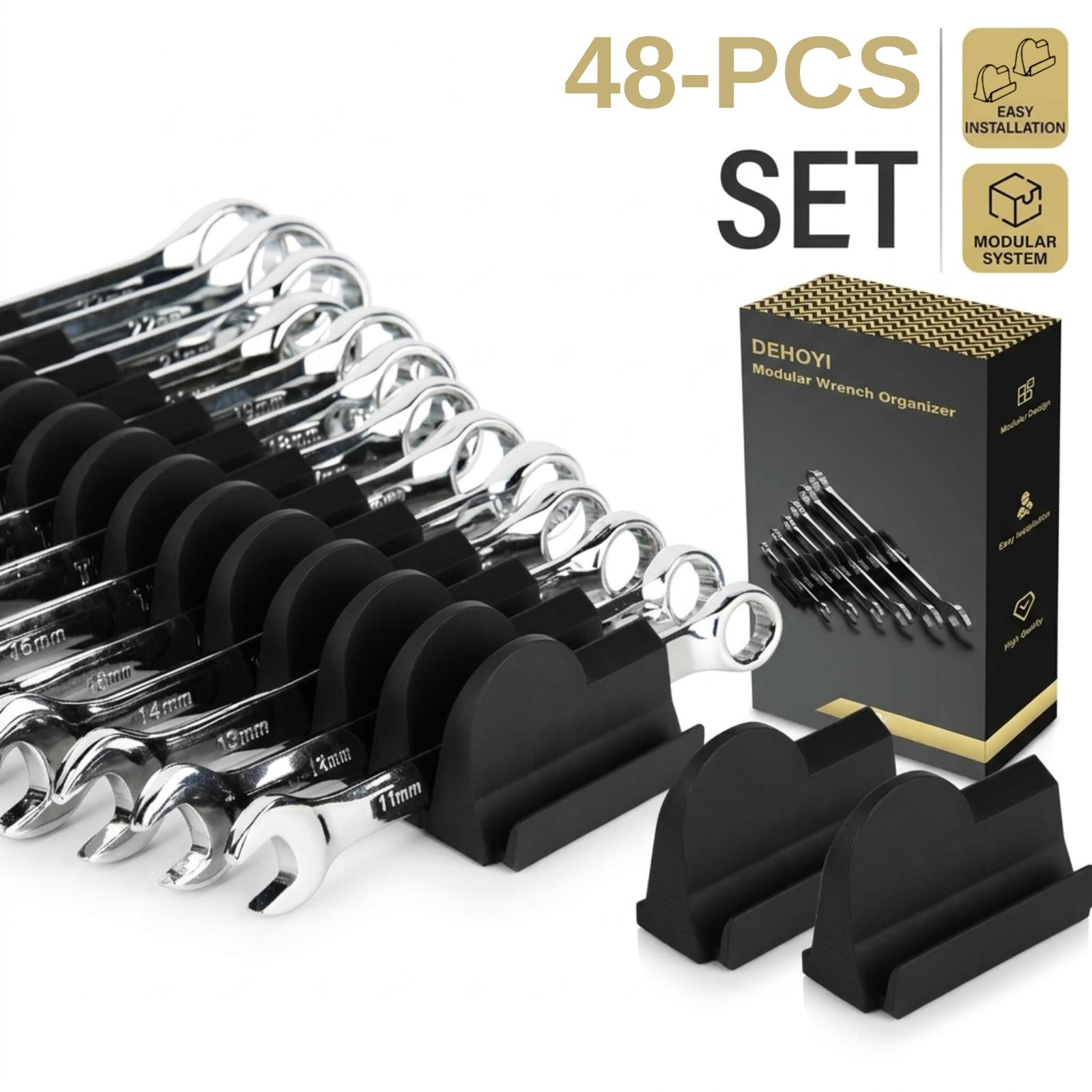 Men'S Accessories Organizer Tray - ชุดจัดเก็บเครื่องมือแบบโมดูลาร์ 48 ชิ้น พร้อมชั้นวางลิ้นชักและป้ายกำกับหน่วยวัดเมตริกและนิ้ว ที่วางประแจอเนกประสงค์แบบไม่เป็นแม่เหล็ก สำหรับโต๊ะทำงานช่างในโรงรถ