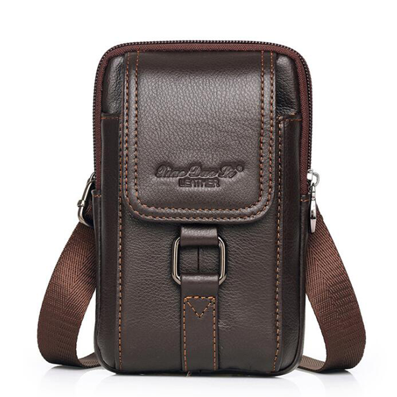 Men Accessories Box - กระเป๋าคาดเอวคาดเอวเคสโทรศัพท์มือถือแบบสบายๆแฟชั่นหนังแท้สำหรับผู้ชายกระเป๋าคาดเอวสะพายข้าง