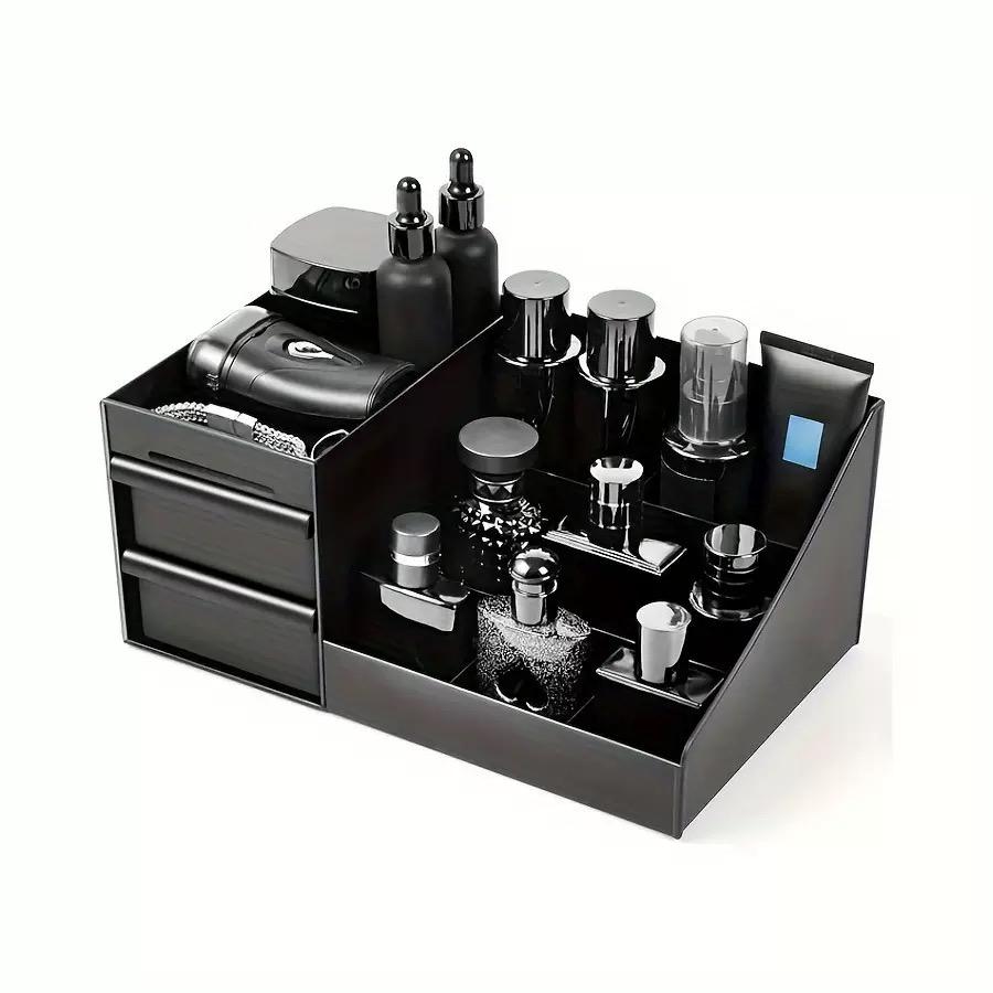 Men'S Accessories Organizer Tray - กล่องเก็บเครื่องสำอางวินเทจสำหรับห้องน้ำ ถาดใส่น้ำหอม ชั้นวางเครื่องสำอางพลาสติก ที่วางแปรงสีฟัน ที่วางแปรงสำหรับอ่างล้างหน้า ชั้นวางโคโลญจน์สำหรับผู้ชาย