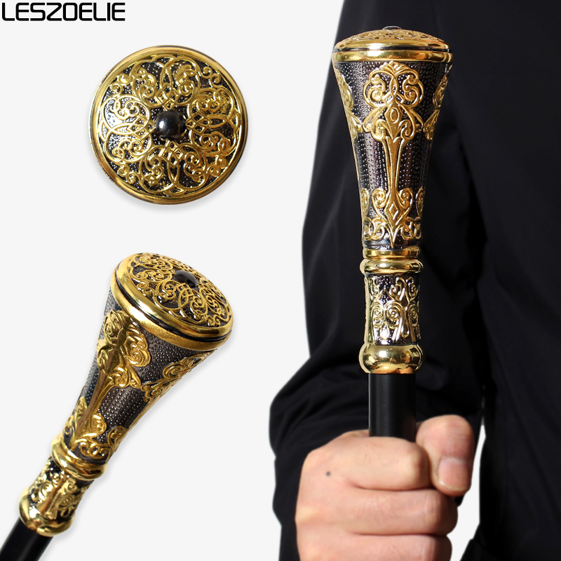 Quality Men'S Accessories - ไม้เท้าทรงตรงสีทองและดำสุดหรู ด้ามจับถอดออกได้ สำหรับผู้ชายและผู้หญิง ใช้เป็นอุปกรณ์เสริมสำหรับงานคอสเพลย์และปาร์ตี้