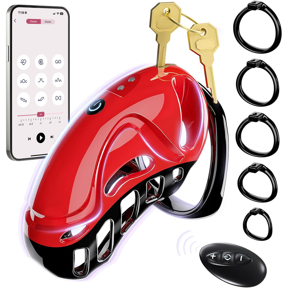 Men Accessories App - อุปกรณ์ควบคุมระยะไกลผ่านแอพพลิเคชั่นสำหรับผู้ชาย แบบสั่น สำหรับรัดอวัยวะเพศ พร้อมห่วง 5 วง