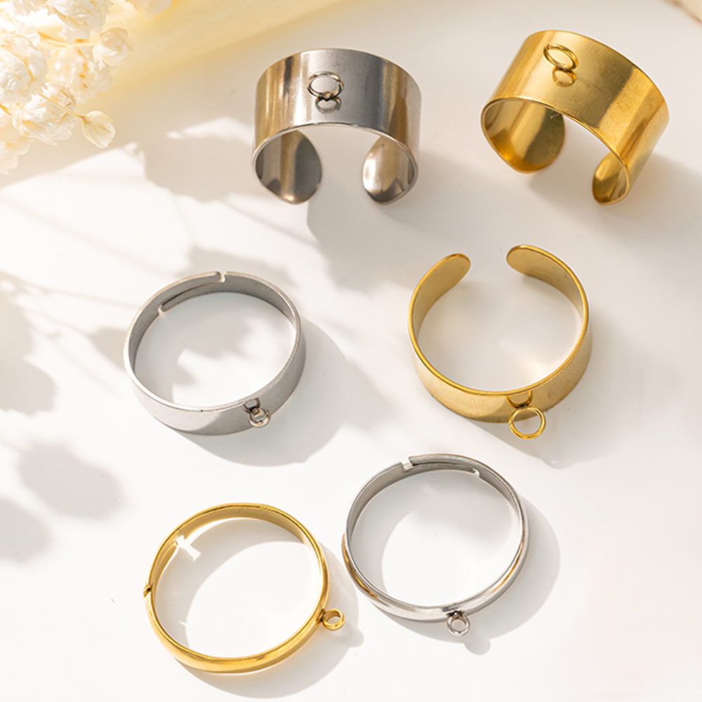 Men Accessories Jewellery - 5 ชิ้น/ล็อตสแตนเลสสตีลสีเปิดแหวนปรับสําหรับผู้ชายผู้หญิง DIY เครื่องประดับทําอุปกรณ์ผลการค้นหาอุปกรณ์เสริม