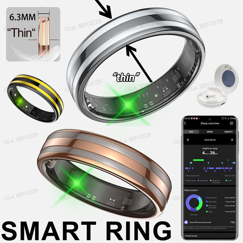 Young Men'S Accessories - แหวนอัจฉริยะรุ่นใหม่ ตรวจวัดอัตราการเต้นของหัวใจ ความเครียด อุณหภูมิ สุขภาพ โหมดกีฬาหลากหลาย