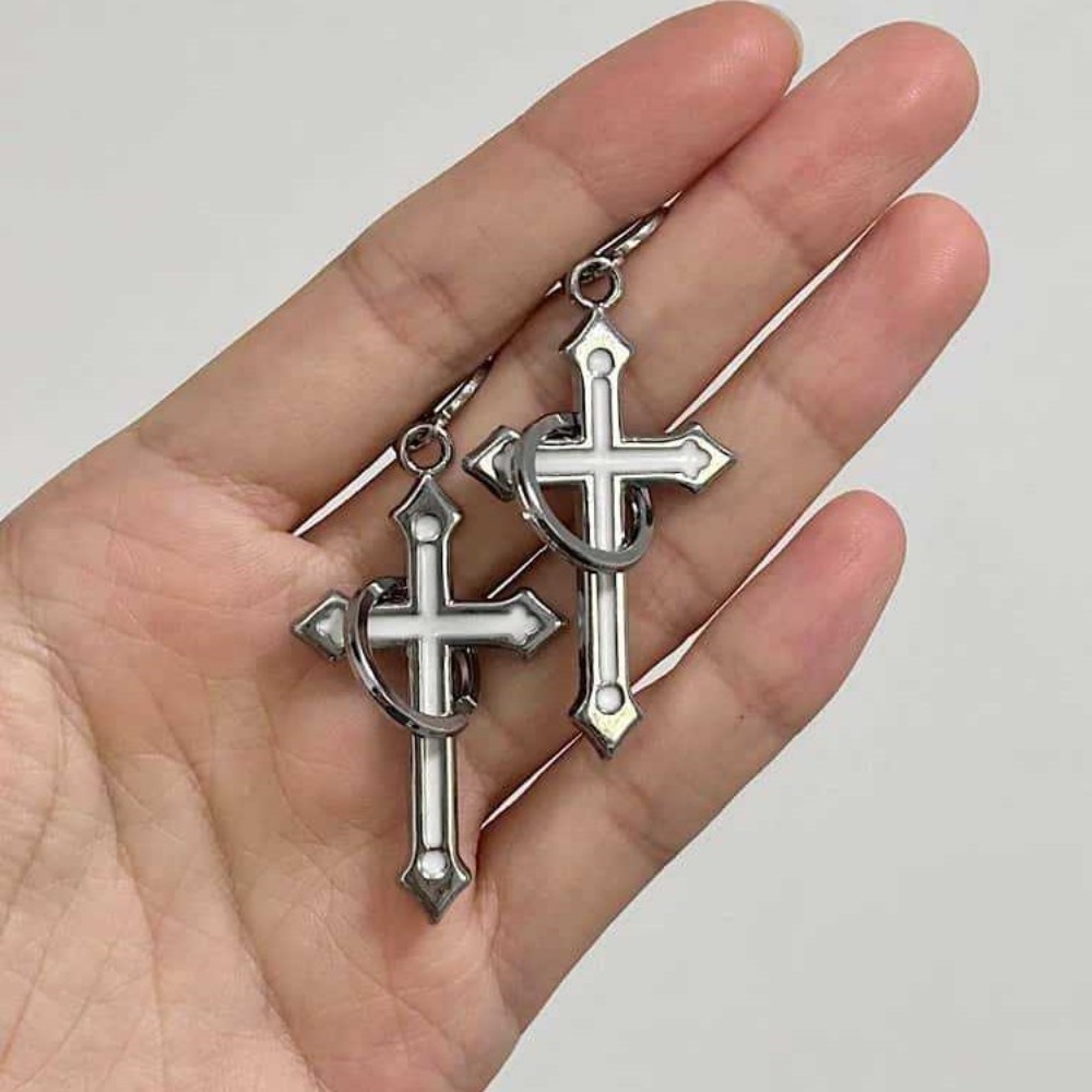 ต่างหูห่วงวงกลมสีเงินสไตล์ร็อค - Men Accessories Aesthetic บทวิจารณ์และราคา
