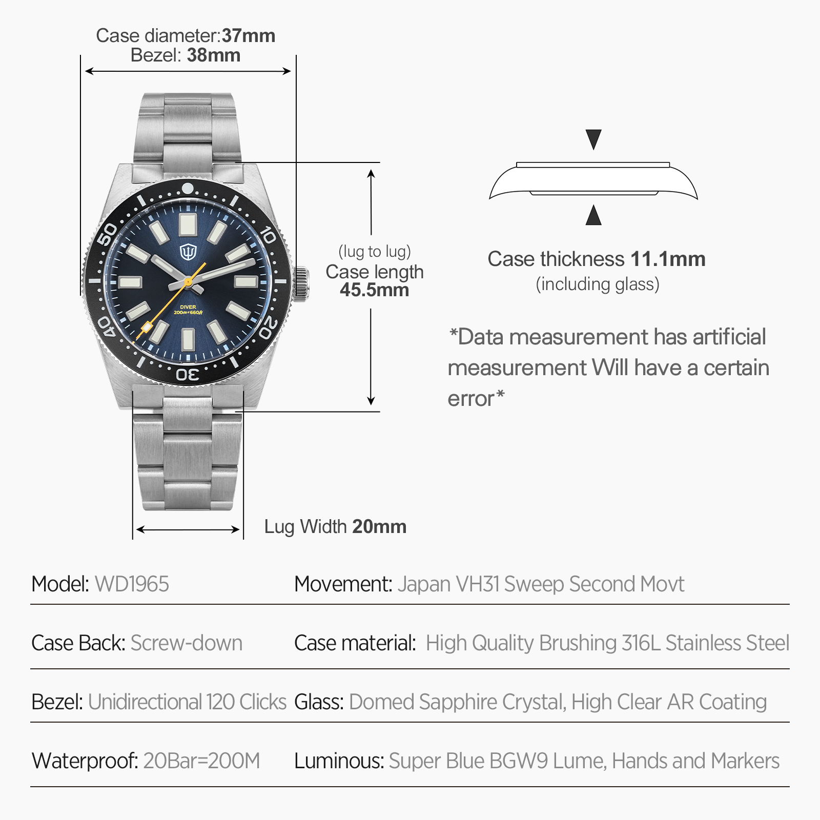 Watchdives นาฬิกาข้อมือผู้ชายร - Men Accessories Jewellery บทวิจารณ์และราคา