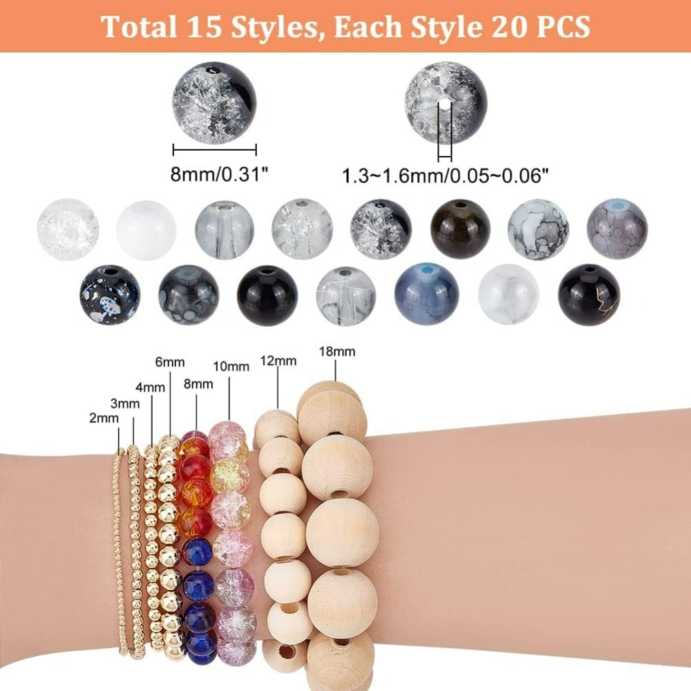 300 ชิ้น 8 มิลลิเมตรลูกปัดแก้ว - Men Accessories Jewellery บทวิจารณ์และราคา